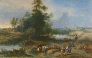 Landscape With Drovers Watering Cattle Artwork by Théobald Michau