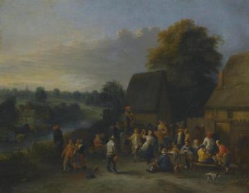 Peasants Merrymaking Outside An Inn Artwork by Théobald Michau