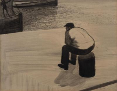 Pecheur Assis Sur Un Bollard Artwork by Leon Spilliaert