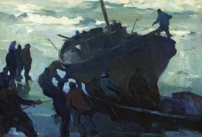 Fishermen Salvaging A Wreck Artwork by Armin Hansen
