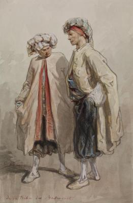 Two Men In Fancy Dress Costume Artwork by Paul Gavarni