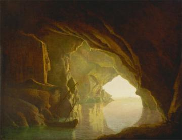 A Grotto In The Gulf Of Salerno,sunset Artwork by Joseph Wright of Derby