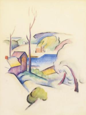 Landscape With House (cezannesque Landscape) Artwork by Thomas Hart Benton