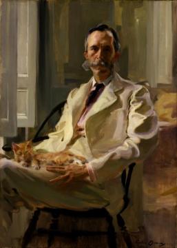 Man With The Cat (henry Sturgis Drinker) Artwork by Cecilia Beaux