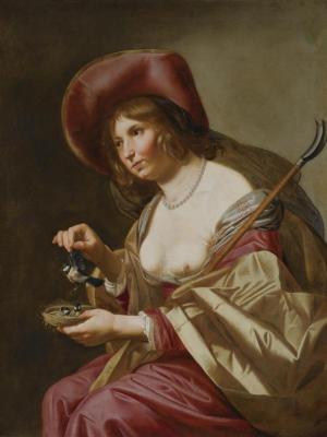 A Young Shepherdess Artwork by Jan van Bijlert