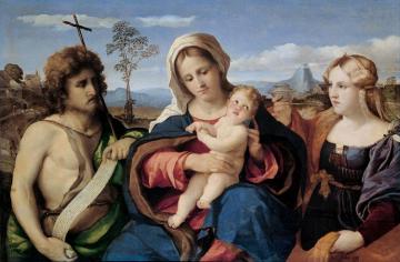 Madonna And Child With Saint John The Baptist And Magdalene Artwork by Palma Vecchio