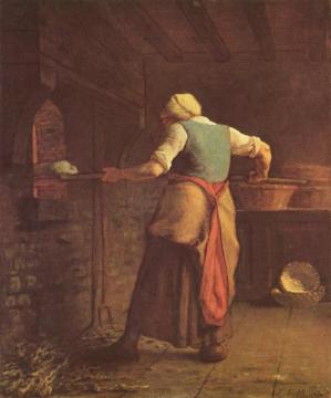 Frau Beim Brotbacken Artwork by Jean-François Millet