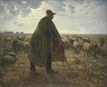 Shepherd Tending His Flock Artwork by Jean-François Millet
