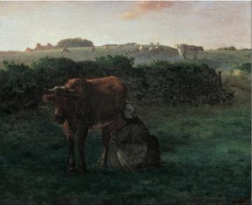 Woman Milking A Cow Artwork by Jean-François Millet