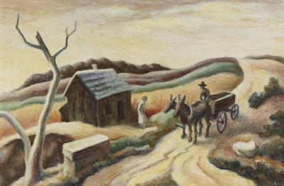 At A Fork In The Road Artwork by Thomas Hart Benton