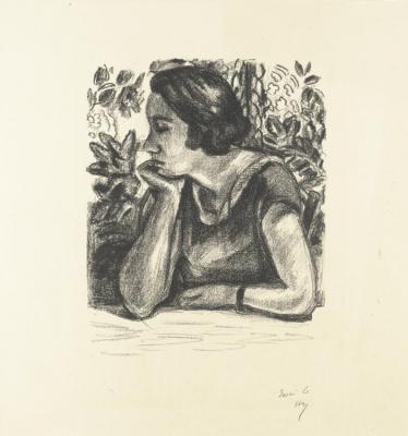 Visage De Profil Reposant Sur Un Bras, Paravent Louis Xiv Artwork by Henri Matisse