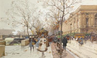 Les Quais Du Louvre Artwork by Eugene Galien-Laloue