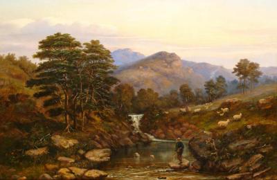 Trout Fishing At Sunset Artwork by Robert Walker Macbeth