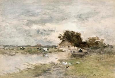 A Farmhouse In A Polder Landscape Artwork by Jan Weissenbruch