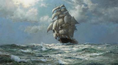 Moonlight, South Pacific - The James Baines Artwork by Montague Dawson