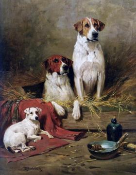 Foxhounds And A Terrier Artwork by John Emms
