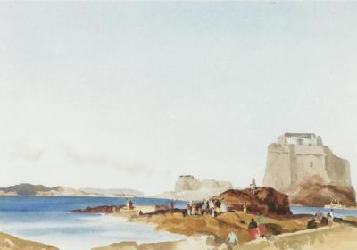 Figures On The Shore At St. Malo, Brittany Artwork by Sir William Russell Flint