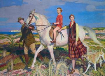 Four Loves I Found,a Woman,a Child,a Horse And A Hound Artwork by George Spencer Watson