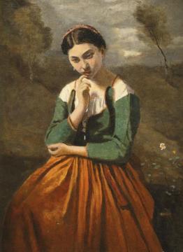 La Meditation Artwork by Jean-Baptiste-Camille Corot
