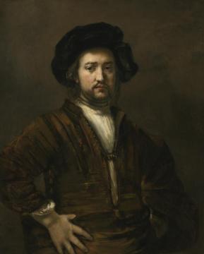 Portrait Of A Man With Arms Akimbo Artwork by Rembrandt van Rijn