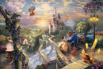 Beauty And The Beast Falling In Love Artwork by Thomas Kinkade
