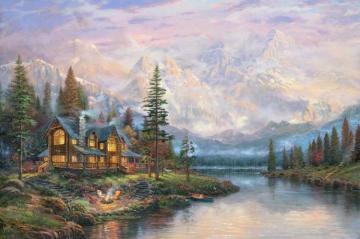 Cathedral Mountain Lodge Artwork by Thomas Kinkade