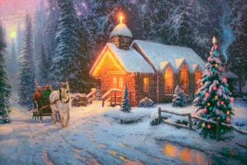 Christmas Chapel I Artwork by Thomas Kinkade