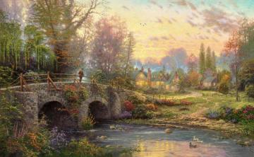 Cobblestone Evening Artwork by Thomas Kinkade