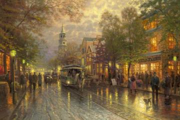 Evening On The Avenue Artwork by Thomas Kinkade
