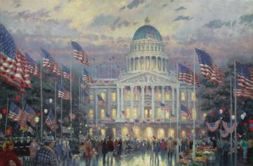 Flags Over The Capitol Artwork by Thomas Kinkade