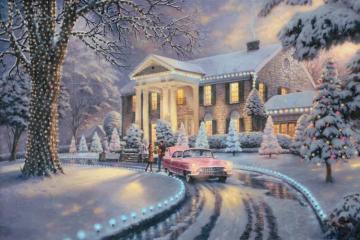 Graceland Christmas Artwork by Thomas Kinkade