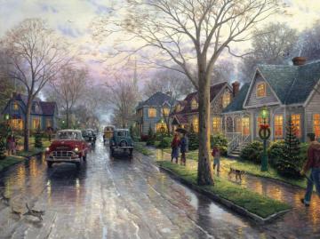 Hometown Christmas Artwork by Thomas Kinkade