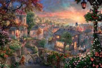 Lady And The Tramp Artwork by Thomas Kinkade