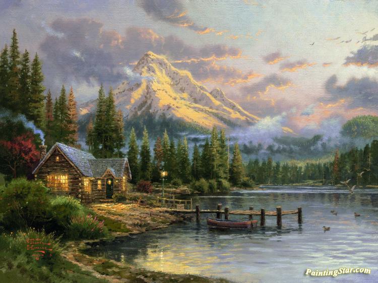 Lakeside Hideaway Artwork by Thomas Kinkade