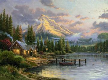 Lakeside Hideaway Artwork by Thomas Kinkade