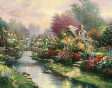 Lamplight Bridge Artwork by Thomas Kinkade