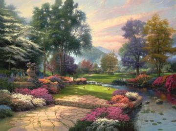 Living Waters Golfer Paradise Hole One Artwork by Thomas Kinkade