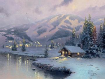 Olympic Mountain Evening Artwork by Thomas Kinkade