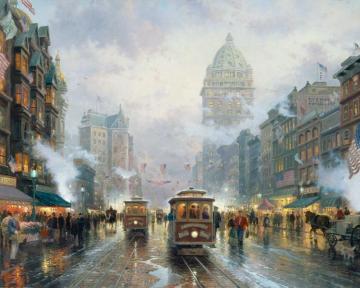 San Francisco Market Street Artwork by Thomas Kinkade