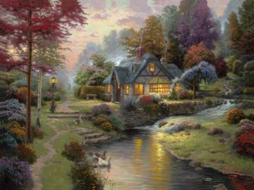 Stillwater Cottage Artwork by Thomas Kinkade