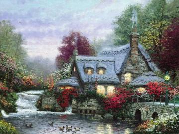 The Miller Cottage Thomashire Artwork by Thomas Kinkade