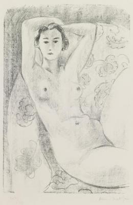 Nu Assis Dans Un Fauteuil Au Decor Fleuri Artwork by Henri Matisse