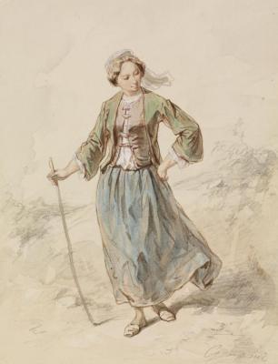 Peasant Girl Artwork by Paul Gavarni