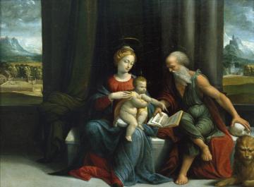 Madonna And Child And St Jerome,1530 Artwork by Benvenuto Tisi