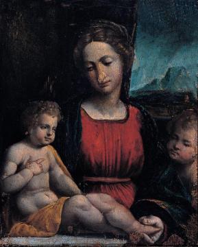 Madonna With The Child And St. John Artwork by Benvenuto Tisi