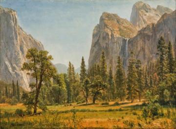 Bridal Veil Falls, Yosemite Valley, California Artwork by Albert Bierstadt