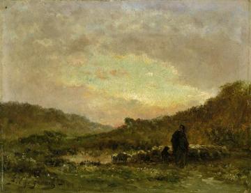 Berger Et Son Troupeau Artwork by Jean Ferdinand Chaigneau