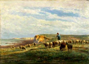 Flock Of Sheep Artwork by Jean Ferdinand Chaigneau
