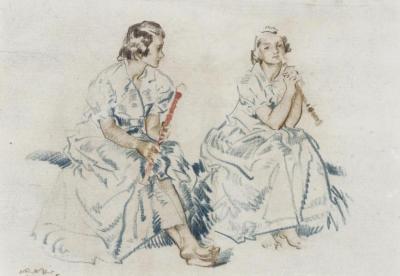 The Recorder Players Artwork by Sir William Russell Flint