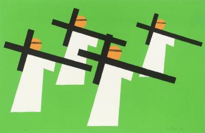 Figure With Crosses, 1970 Artwork by Nicholas Monro